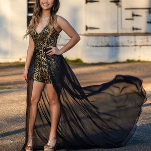 Sequin Gold/Black Cheetah Print Romper
